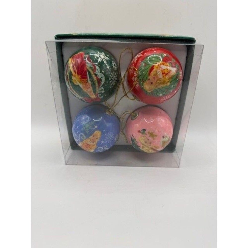 Barbie Christmas Ornaments Set of 4 Holiday Decor Mattel Vintage Style Boxed